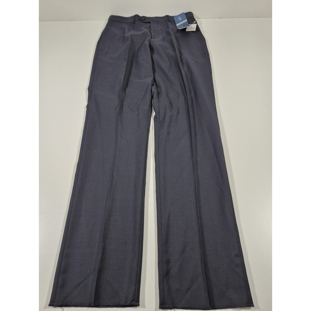 Leonardo Valenti Dress Pants Mens 34x36 Blue Wool Flat Front Unhemmed NWT